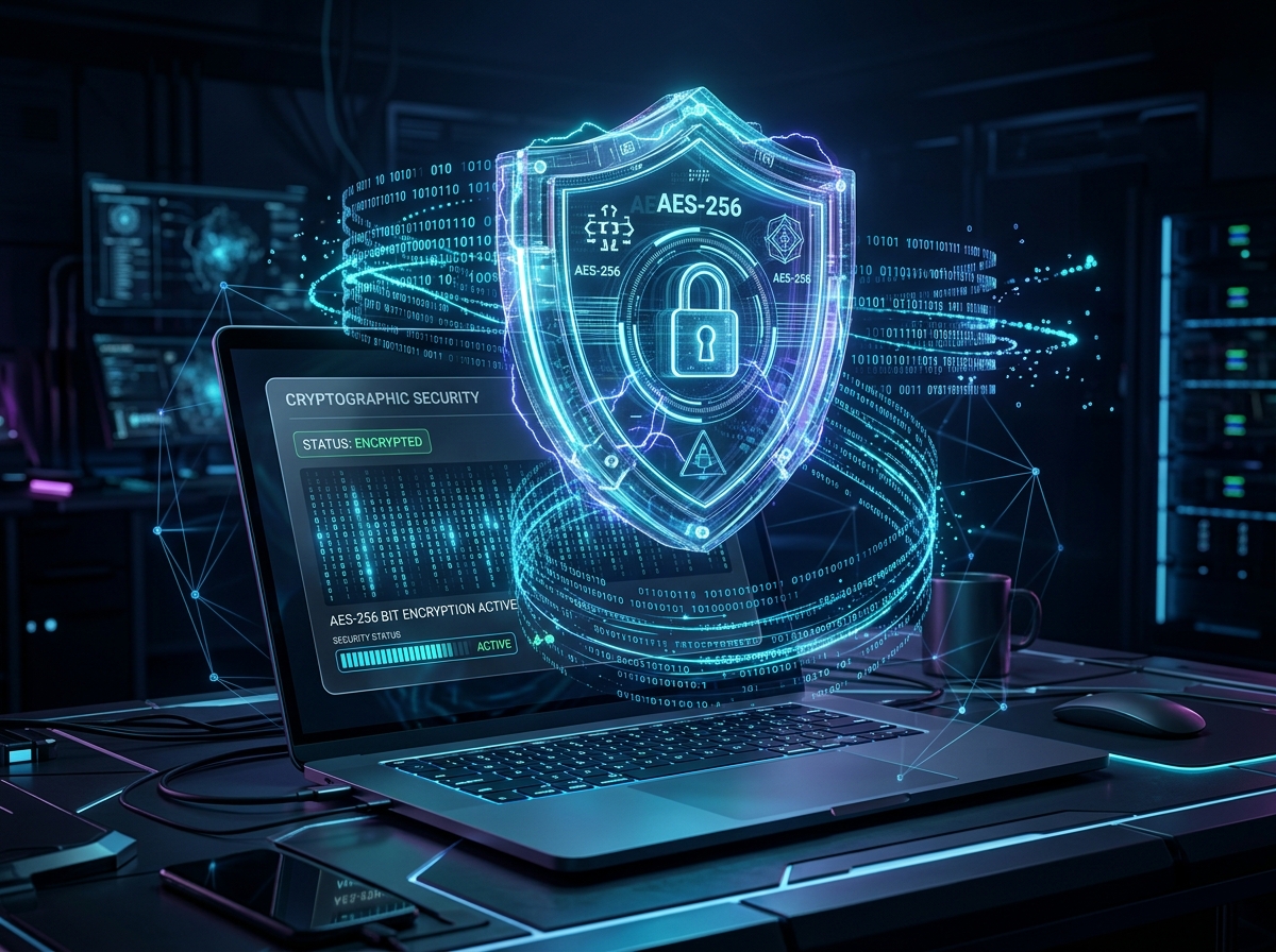 Zero-Knowledge AES-256 Cryptographic Lock Illustration